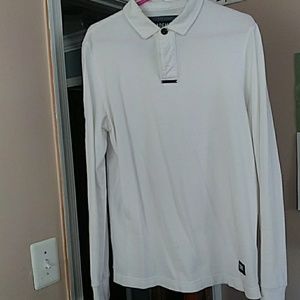SuperDry white long sleeve polo shirt